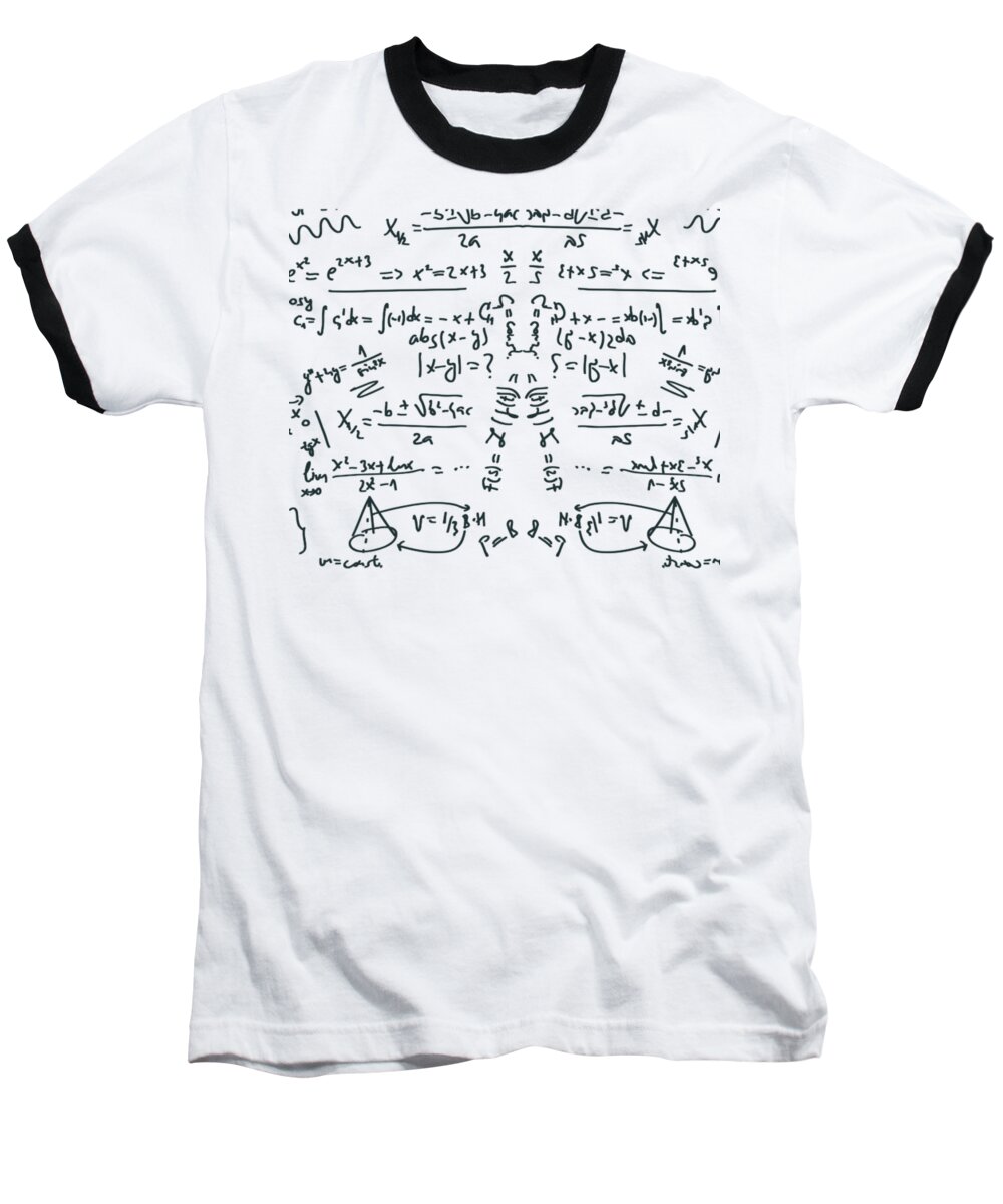 Math Equations Baseball T-Shirt featuring the drawing It Figures... by Kim Kent