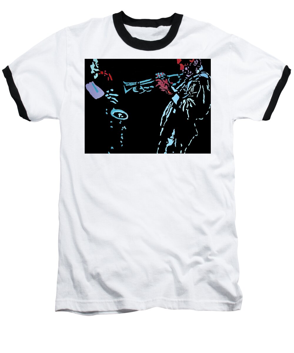 Abstract Baseball T-Shirt featuring the painting Jazz Duo by Angelo Thomas