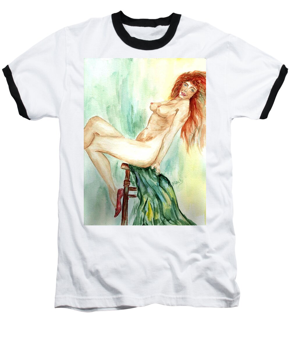 Woman Baseball T-Shirt featuring the painting Jezebel by Donna Blackhall