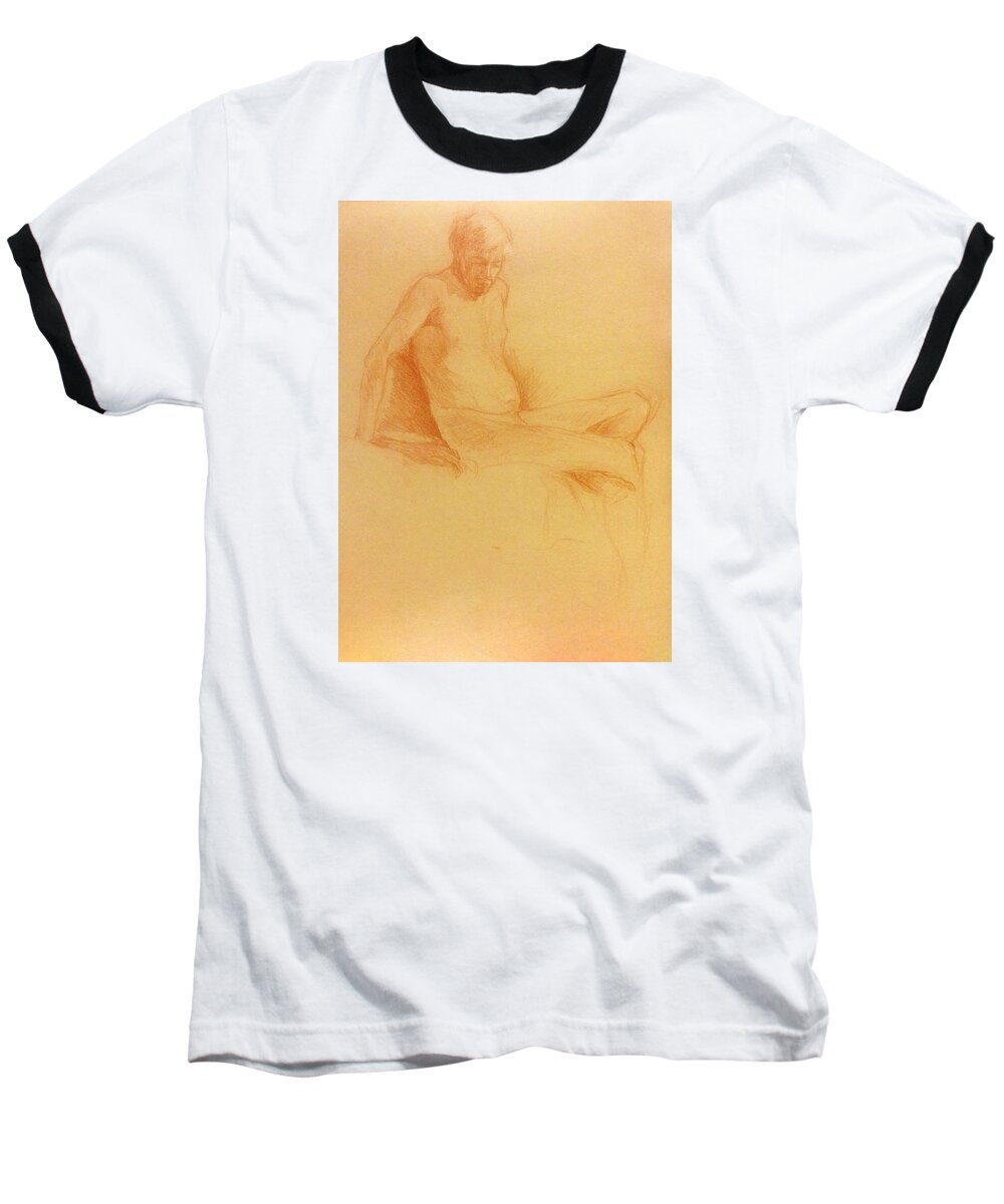 Figure Baseball T-Shirt featuring the painting Joe #1 by James Andrews