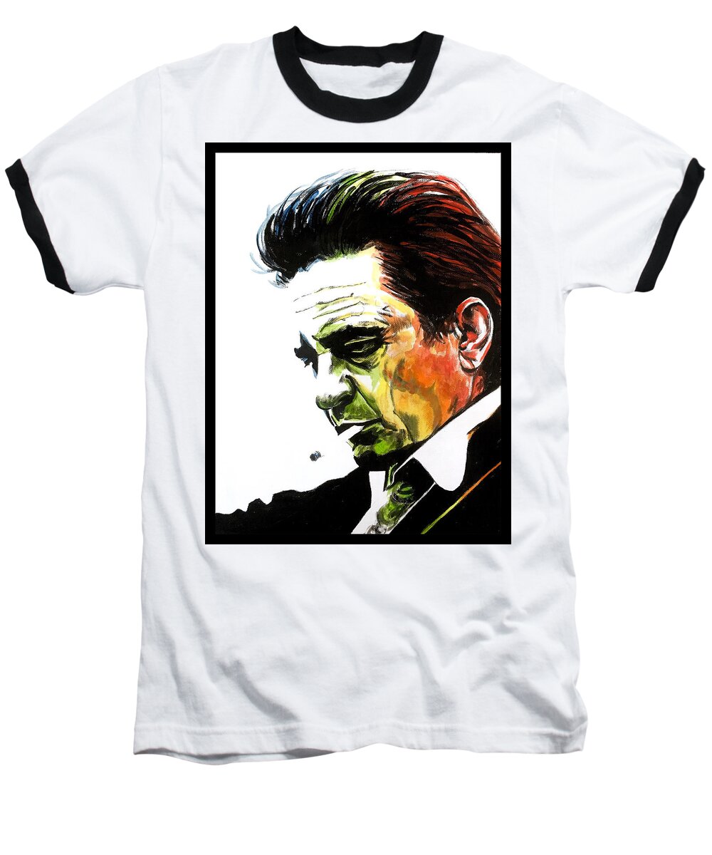 Portrait Baseball T-Shirt featuring the painting Johnny Cash by Joel Tesch