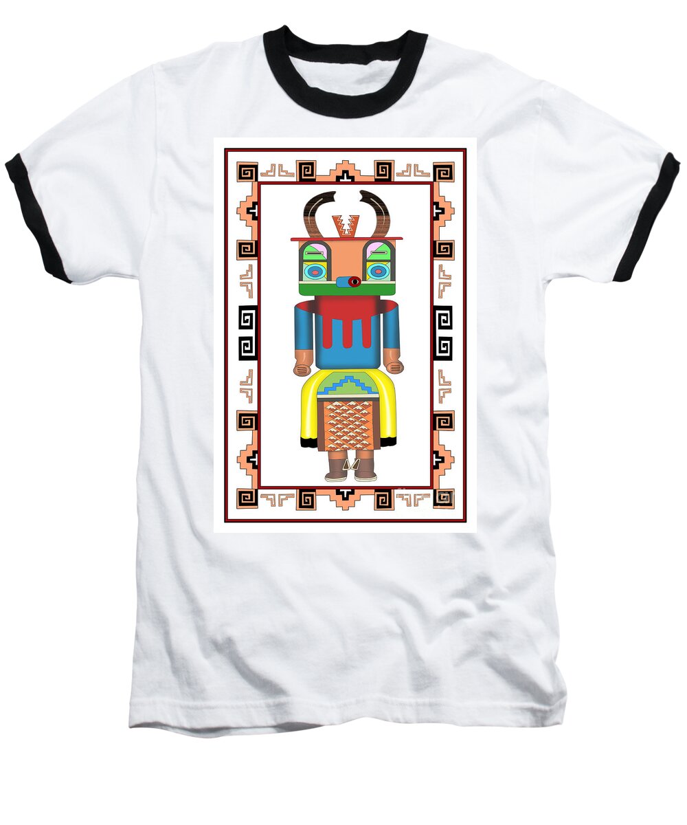 Kachina Baseball T-Shirt featuring the digital art Kachina Doll by Tim Hightower