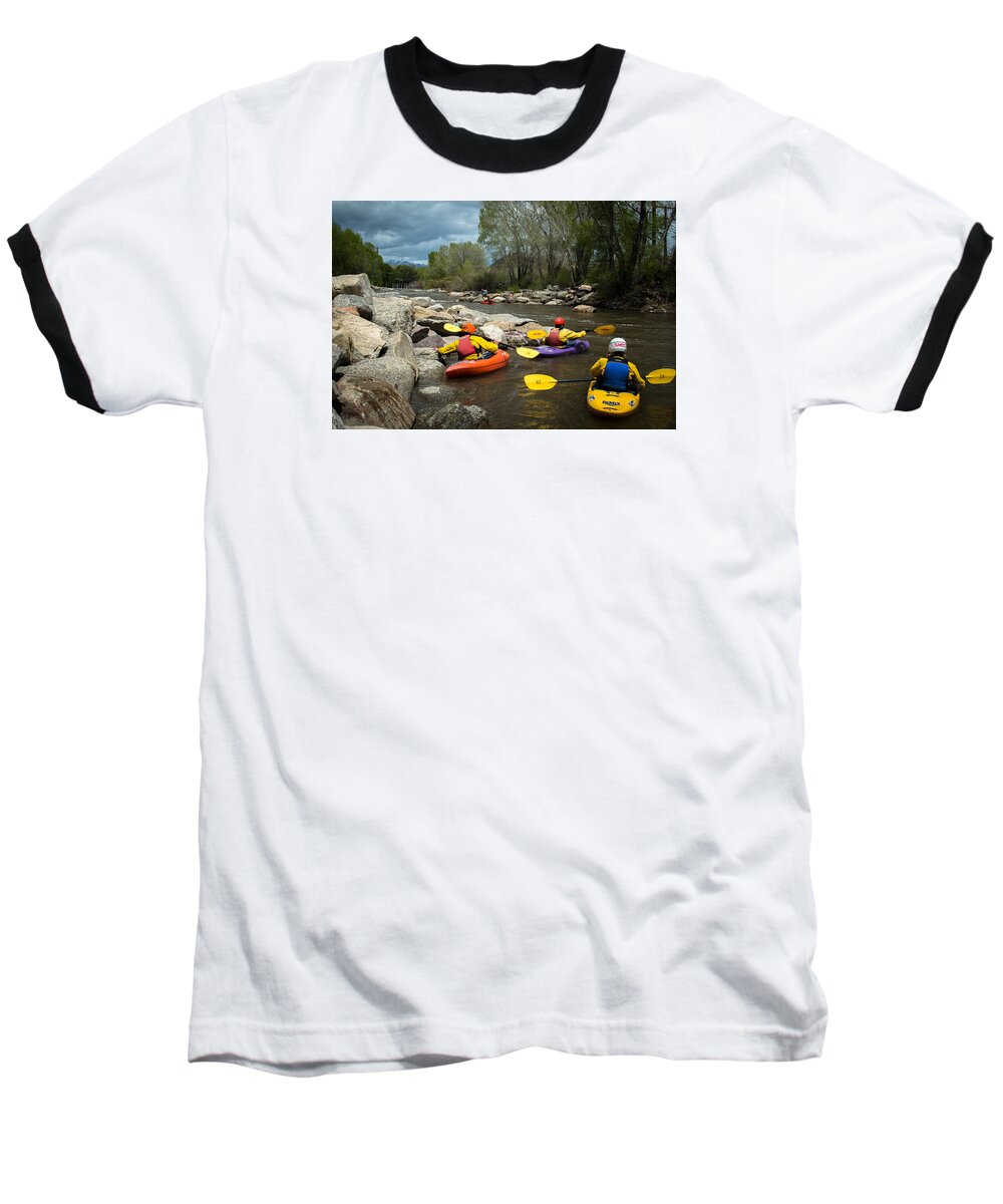 Kayaking Baseball T-Shirt featuring the photograph Kayaking class by Stephen Holst