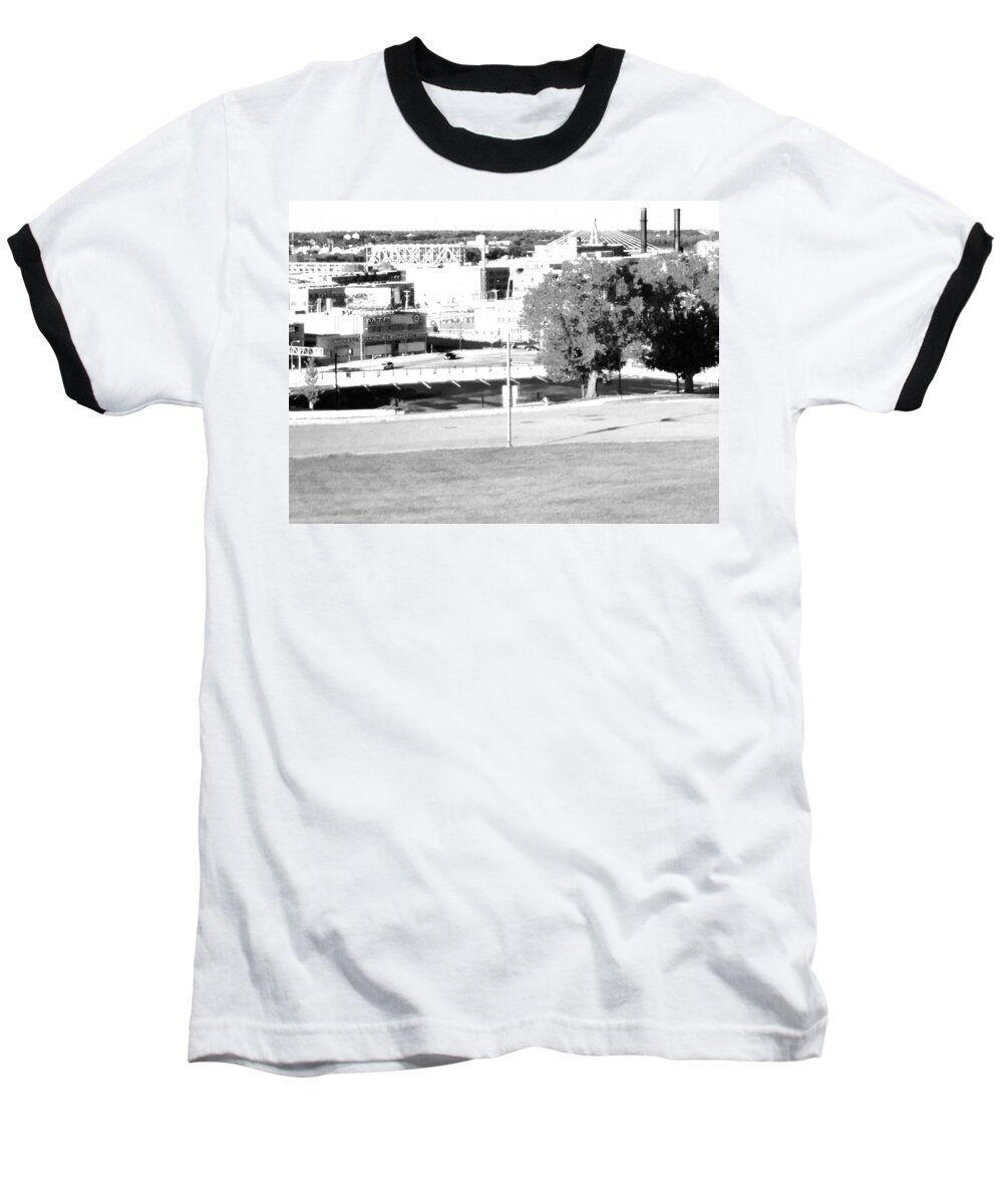 Lewis & Clark Baseball T-Shirt featuring the photograph KC Surrealism by Michael Oceanofwisdom Bidwell