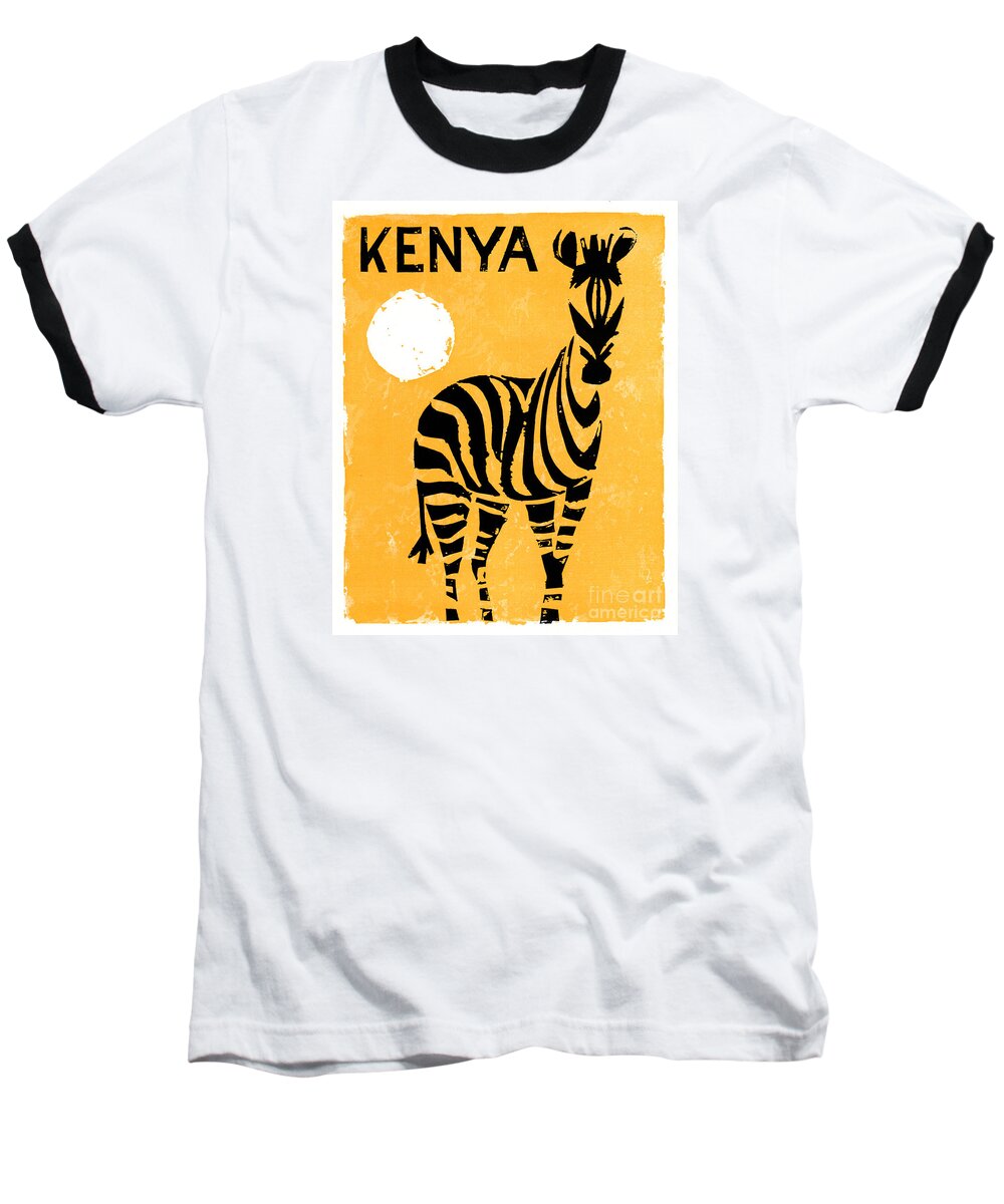 Vintage Baseball T-Shirt featuring the painting Kenya Africa Vintage Travel Poster Restored by Vintage Treasure