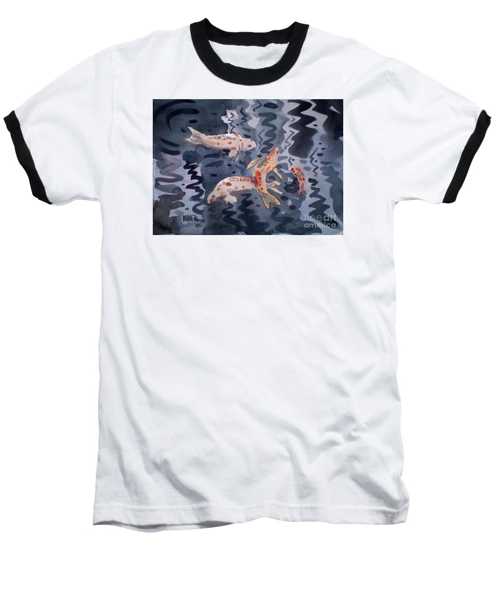 Koi Baseball T-Shirt featuring the painting Koi Pond by Donald Maier