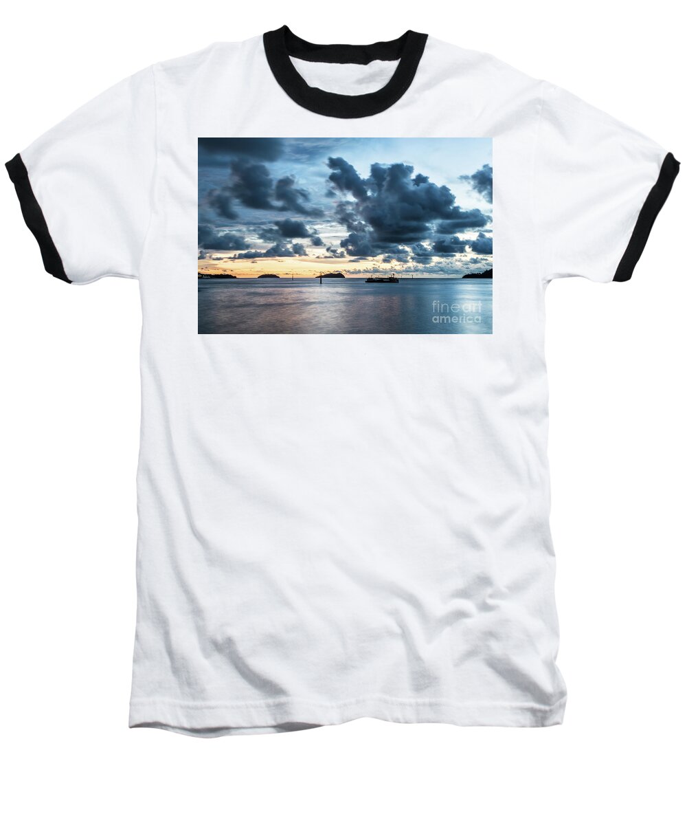Coastline Baseball T-Shirt featuring the photograph Kota Kinabalu sunset by Didier Marti