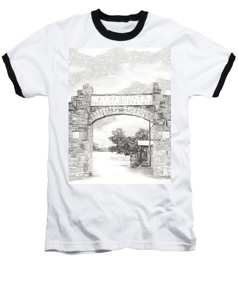 Texas Baseball T-Shirt featuring the painting La Puerta Principal - Main Gate, Nbr 1B by Will Barger