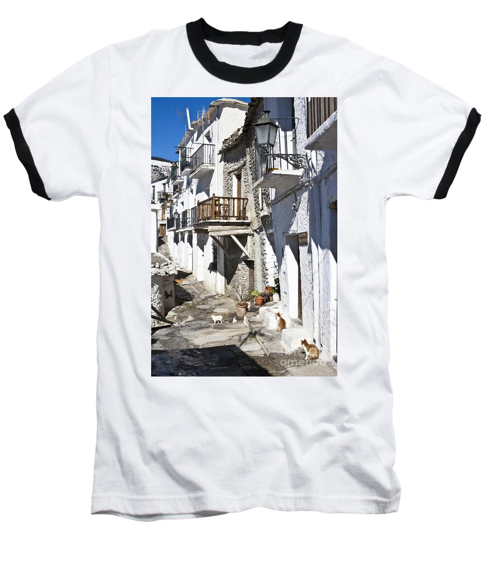 Capileira Baseball T-Shirt featuring the photograph Street in Capileira Puebla Blanca by Heiko Koehrer-Wagner