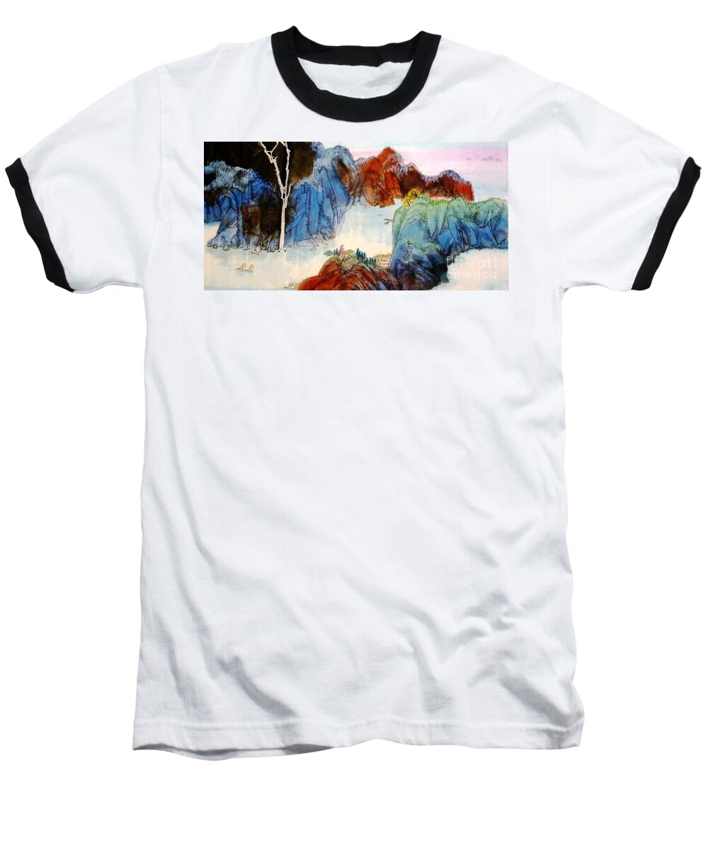 Chinese Style Landscape Baseball T-Shirt featuring the painting Landscape #2 by Betty M M Wong