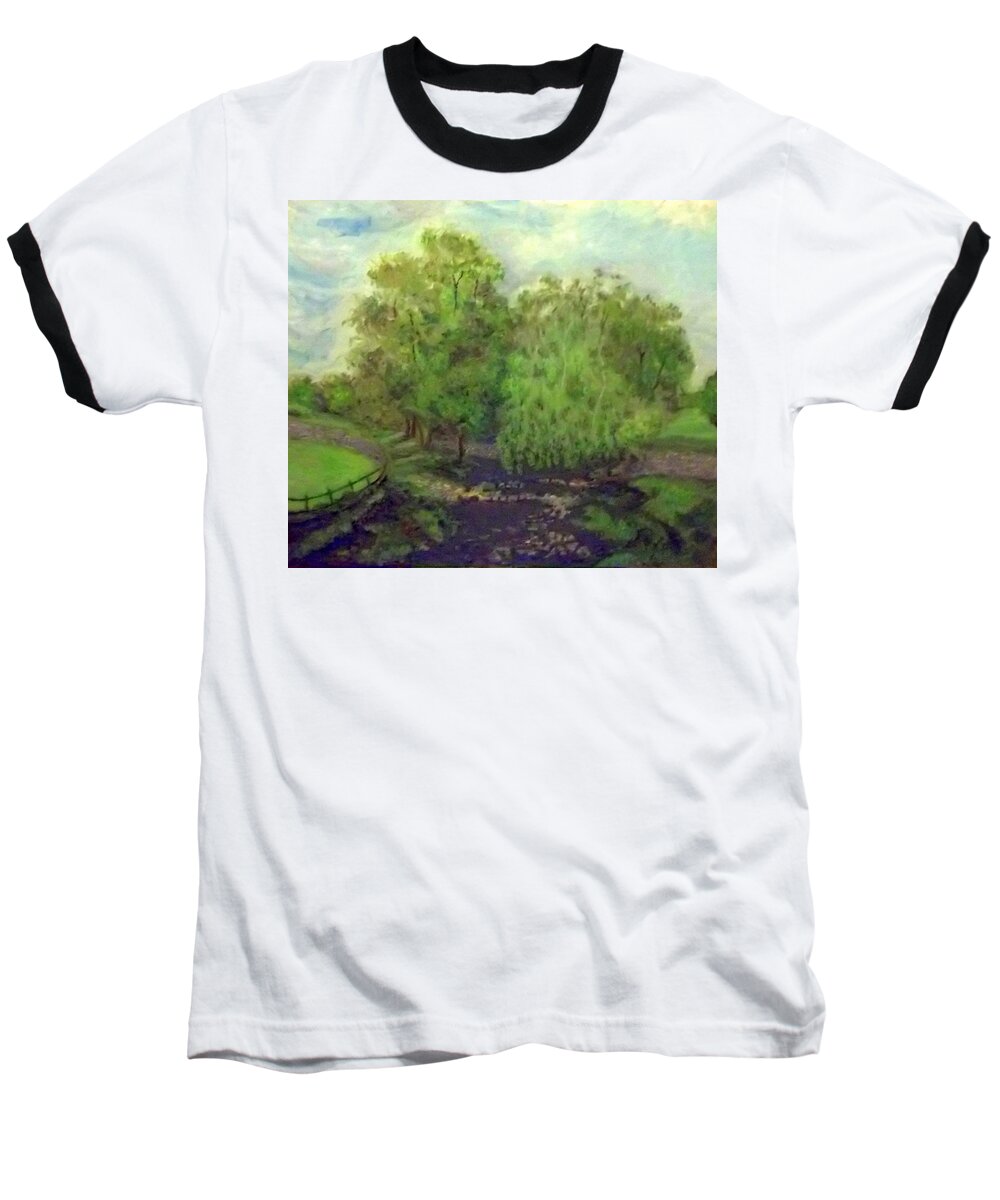 Landscape Baseball T-Shirt featuring the painting Landscape with Trees by Peter Gartner