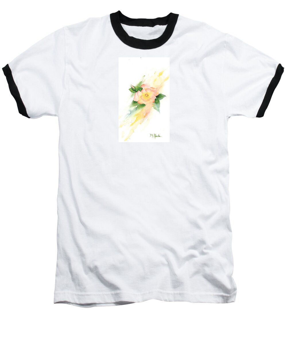 Flower Baseball T-Shirt featuring the painting Last Rose of Summer by Marsha Karle