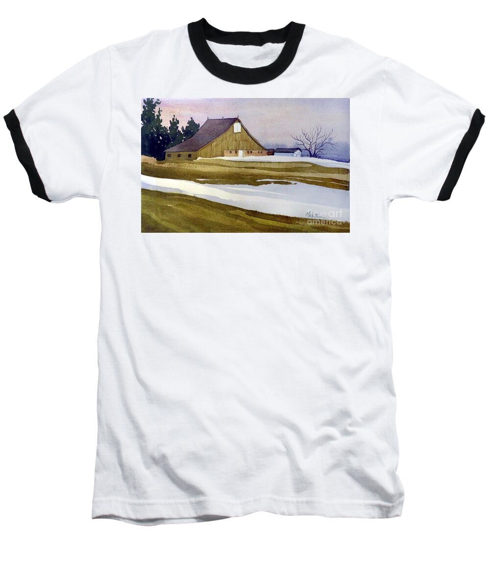 New Jersey Baseball T-Shirt featuring the painting Late Winter Melt by Donald Maier