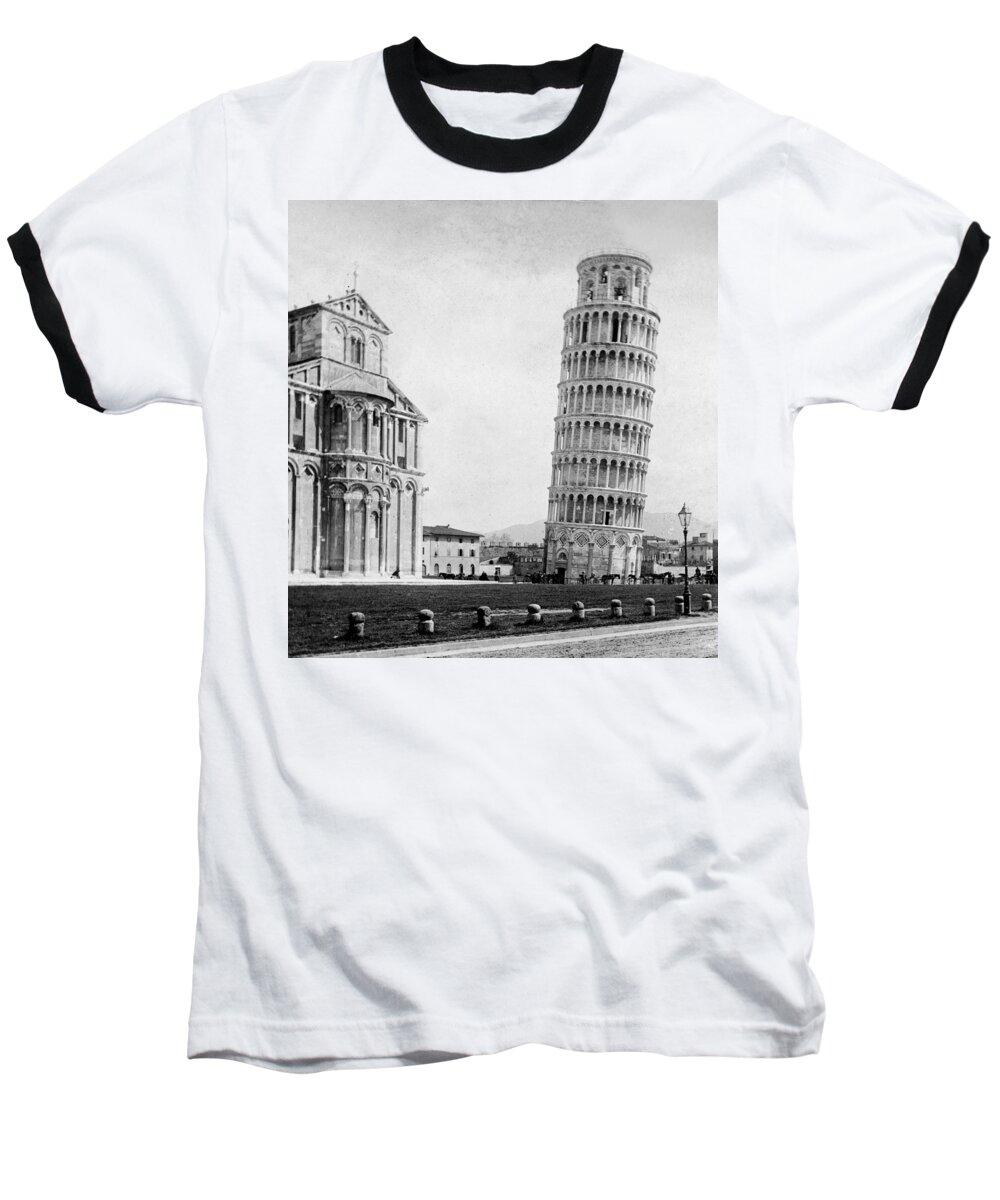 \leaning Tower Of Pisa\ Baseball T-Shirt featuring the photograph Leaning Tower of Pisa Italy - c 1902 by International Images