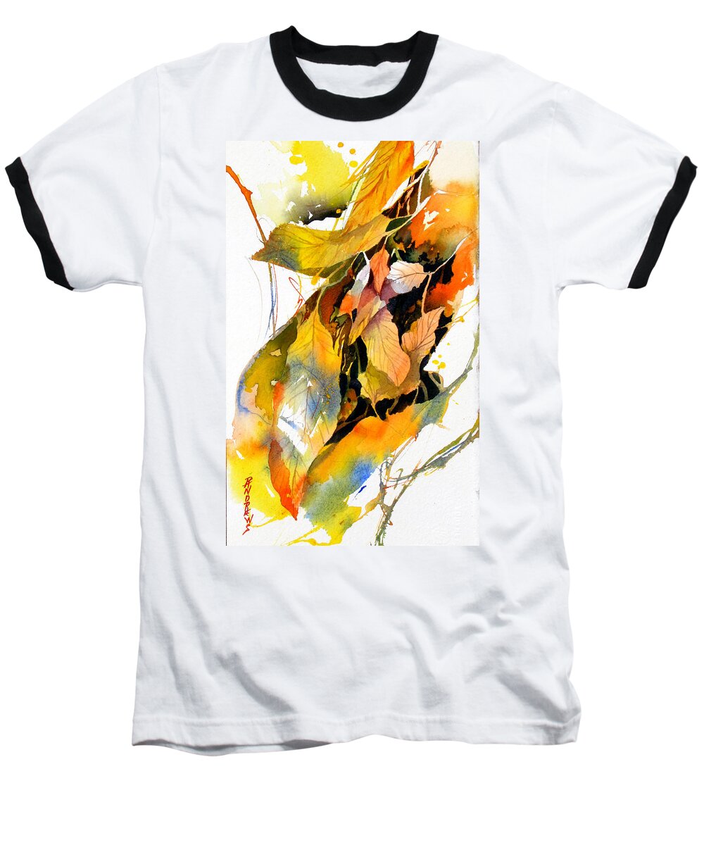 Leaves Baseball T-Shirt featuring the painting Leaves by Rae Andrews