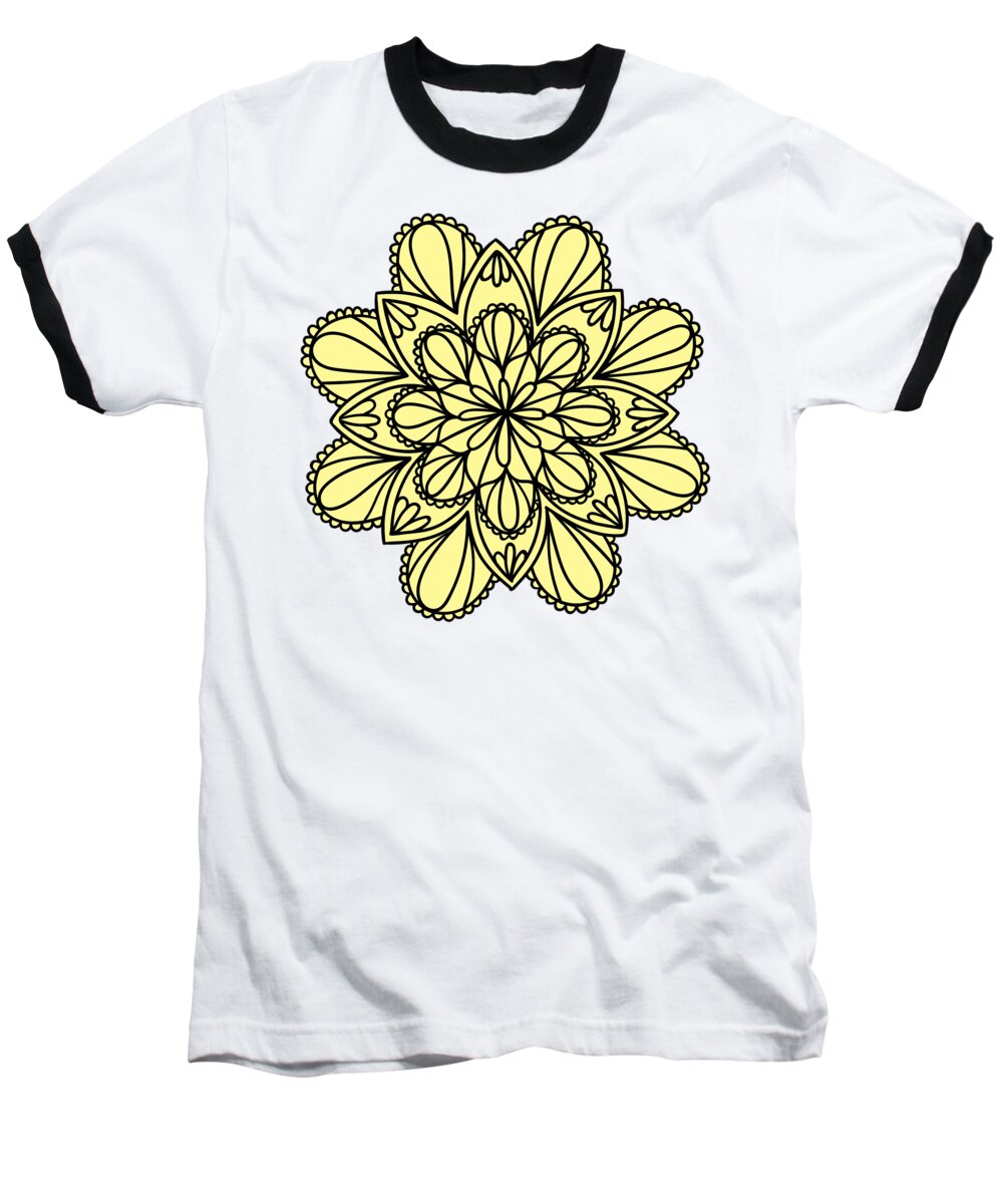 Georgiana Romanovna Baseball T-Shirt featuring the digital art Lemon Lily Mandala by Georgiana Romanovna