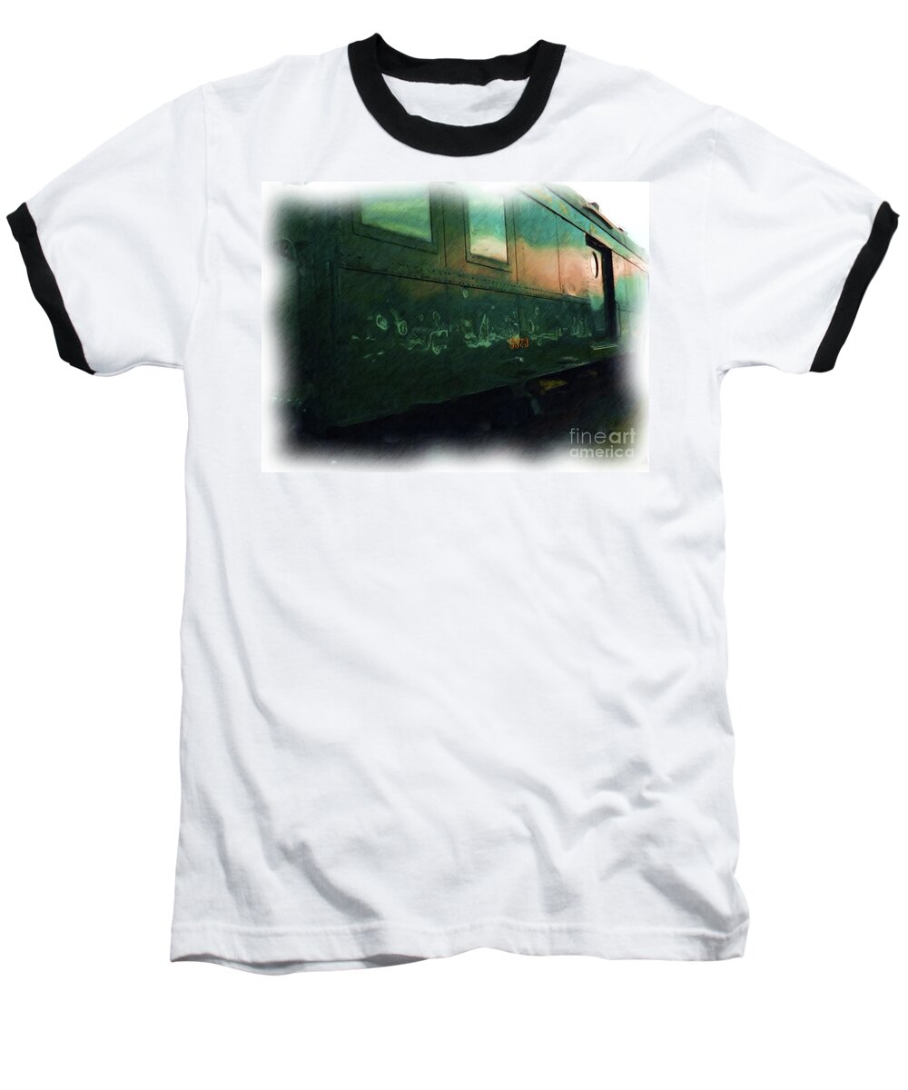 Train Baseball T-Shirt featuring the photograph Let It Roll Baby Roll by Robyn King