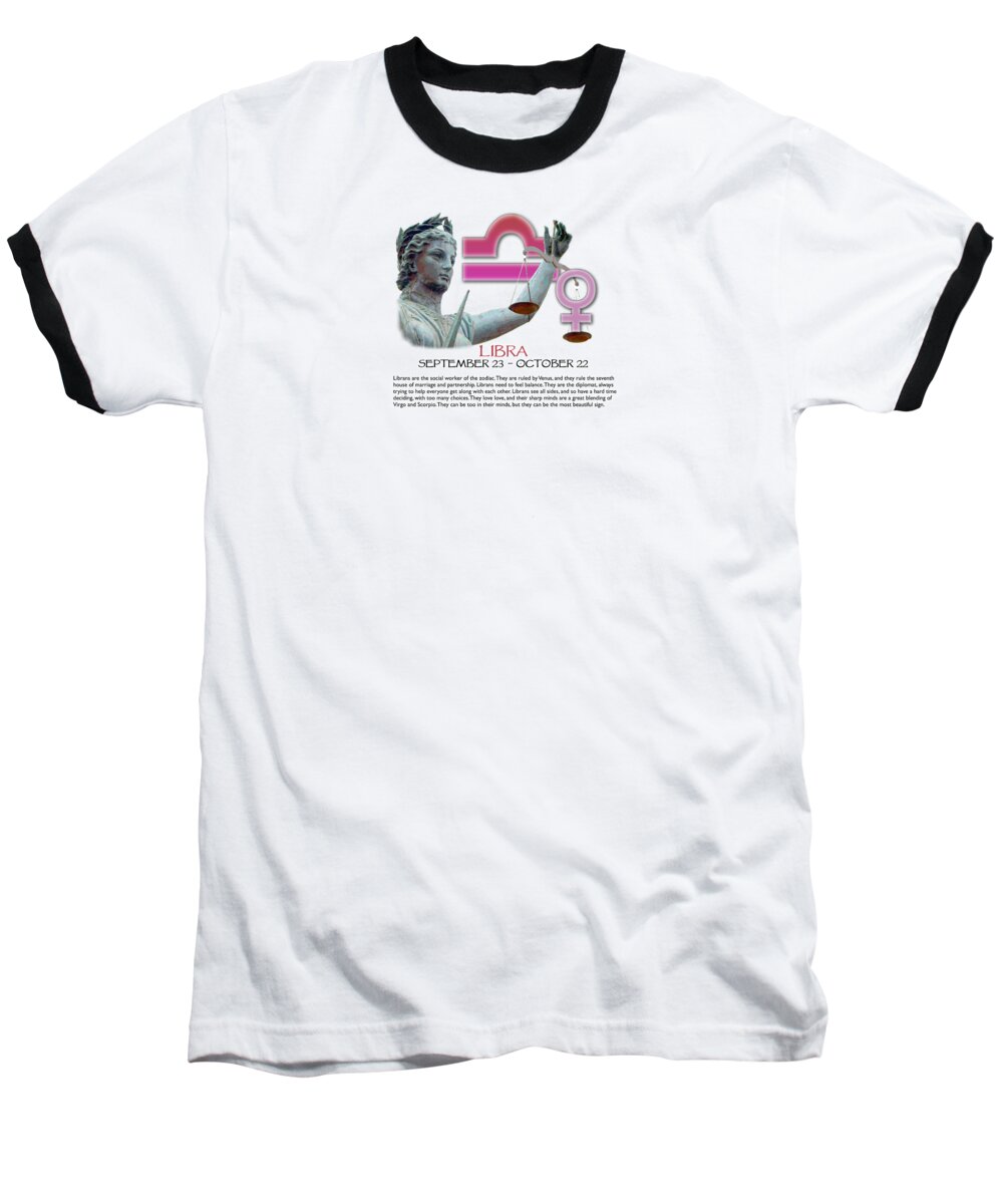 Libra Baseball T-Shirt featuring the digital art Libra Sun Sign by Shelley Overton
