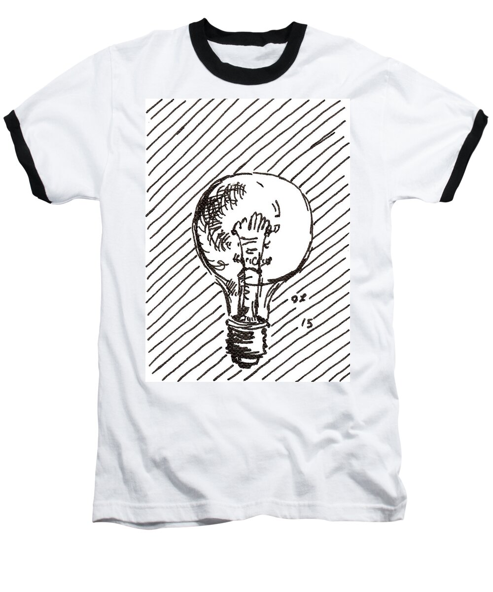 Light Bulb Baseball T-Shirt featuring the drawing Light Bulb 1 2015 - ACEO by Joseph A Langley