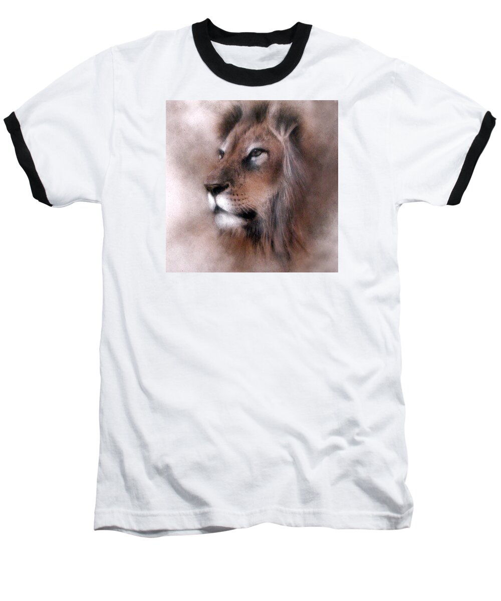 Canvas Prints Baseball T-Shirt featuring the painting Lion King by Jackie Flaten