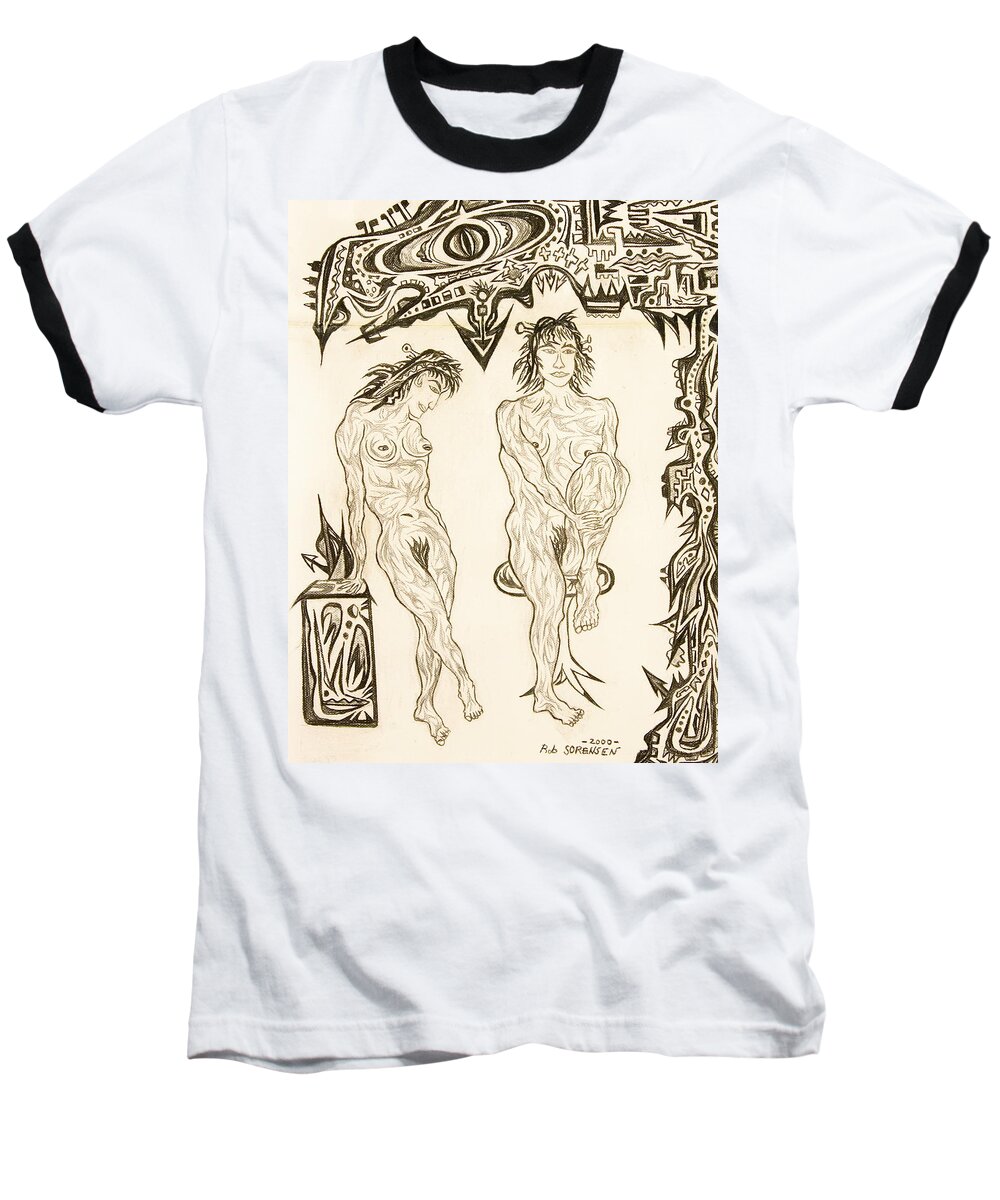 Live Nude Baseball T-Shirt featuring the painting Live Nude 10 Female by Robert SORENSEN
