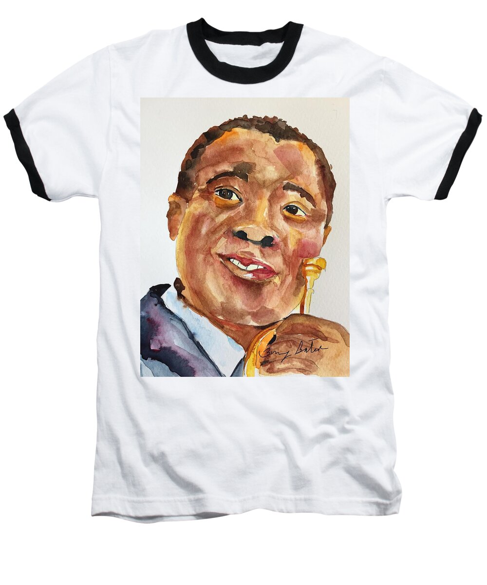 Musician Baseball T-Shirt featuring the painting Louis Armstrong by Bonny Butler