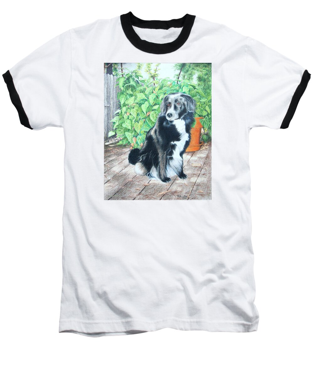 Dog Baseball T-Shirt featuring the drawing Mandy by Mike Ivey