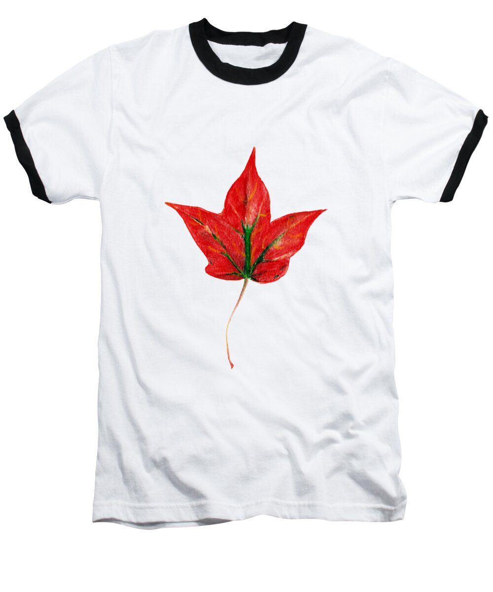 Maple Baseball T-Shirt featuring the painting Maple Leaf by Anastasiya Malakhova