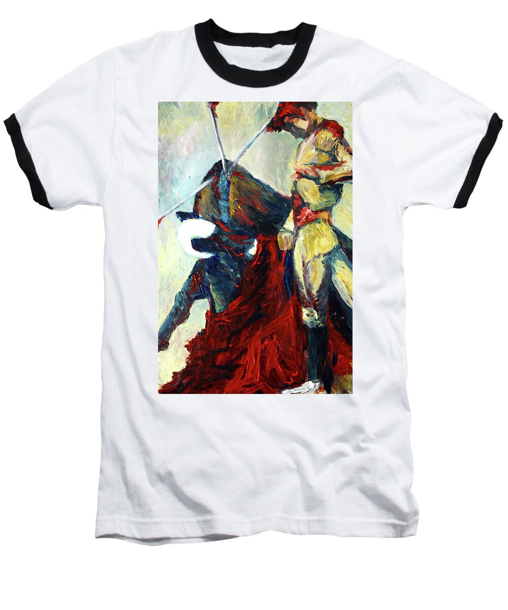 Matador Baseball T-Shirt featuring the painting Matador by Frank Botello