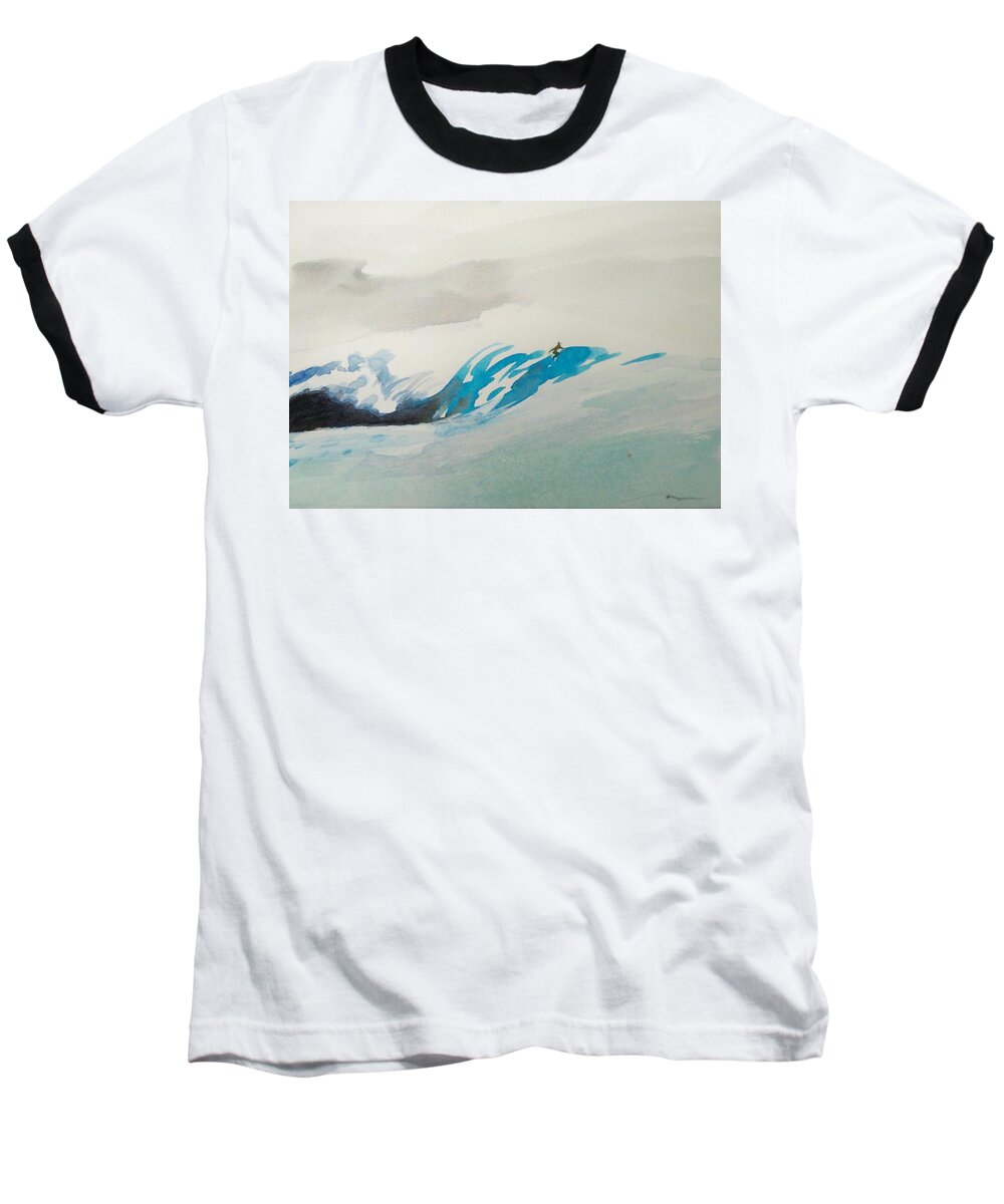 Travel Water People Nature Seascape Holidays Baseball T-Shirt featuring the painting Mavericks by Ed Heaton