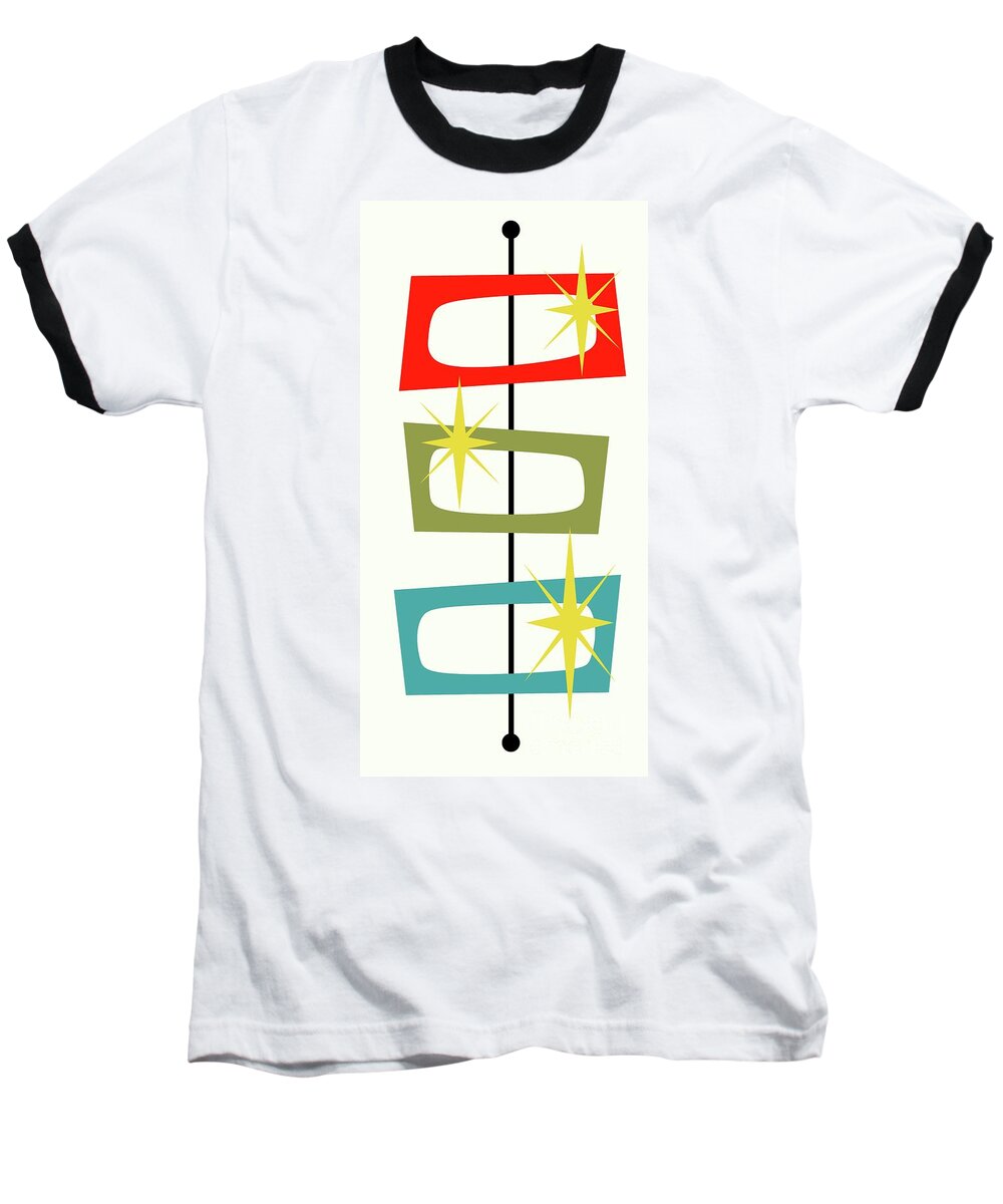 Mid Century Modern Baseball T-Shirt featuring the digital art MCM Shapes 3 by Donna Mibus