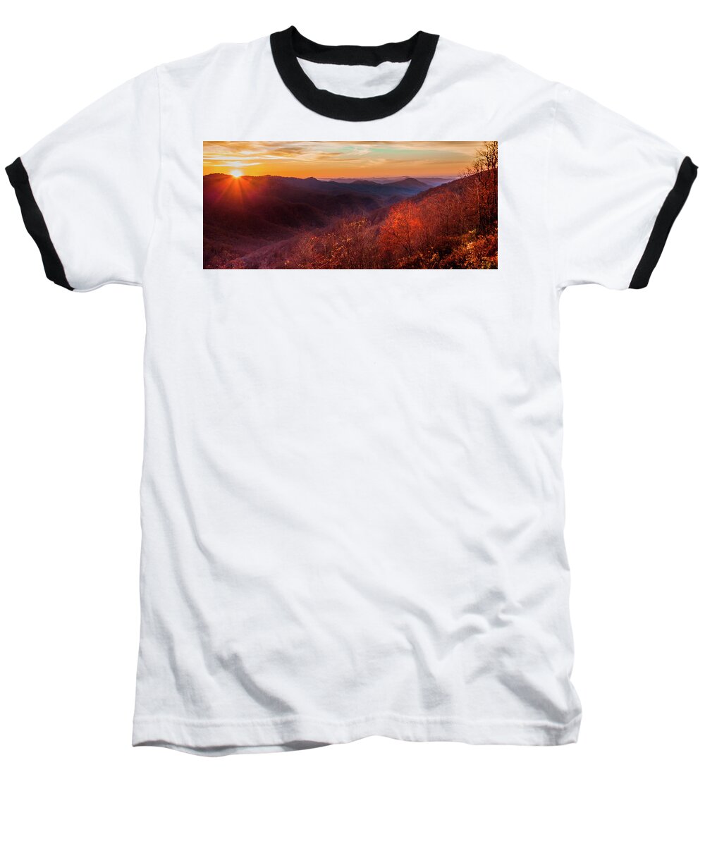 Mountain Sunrises Baseball T-Shirt featuring the photograph MELODY of AUTUMN by Karen Wiles