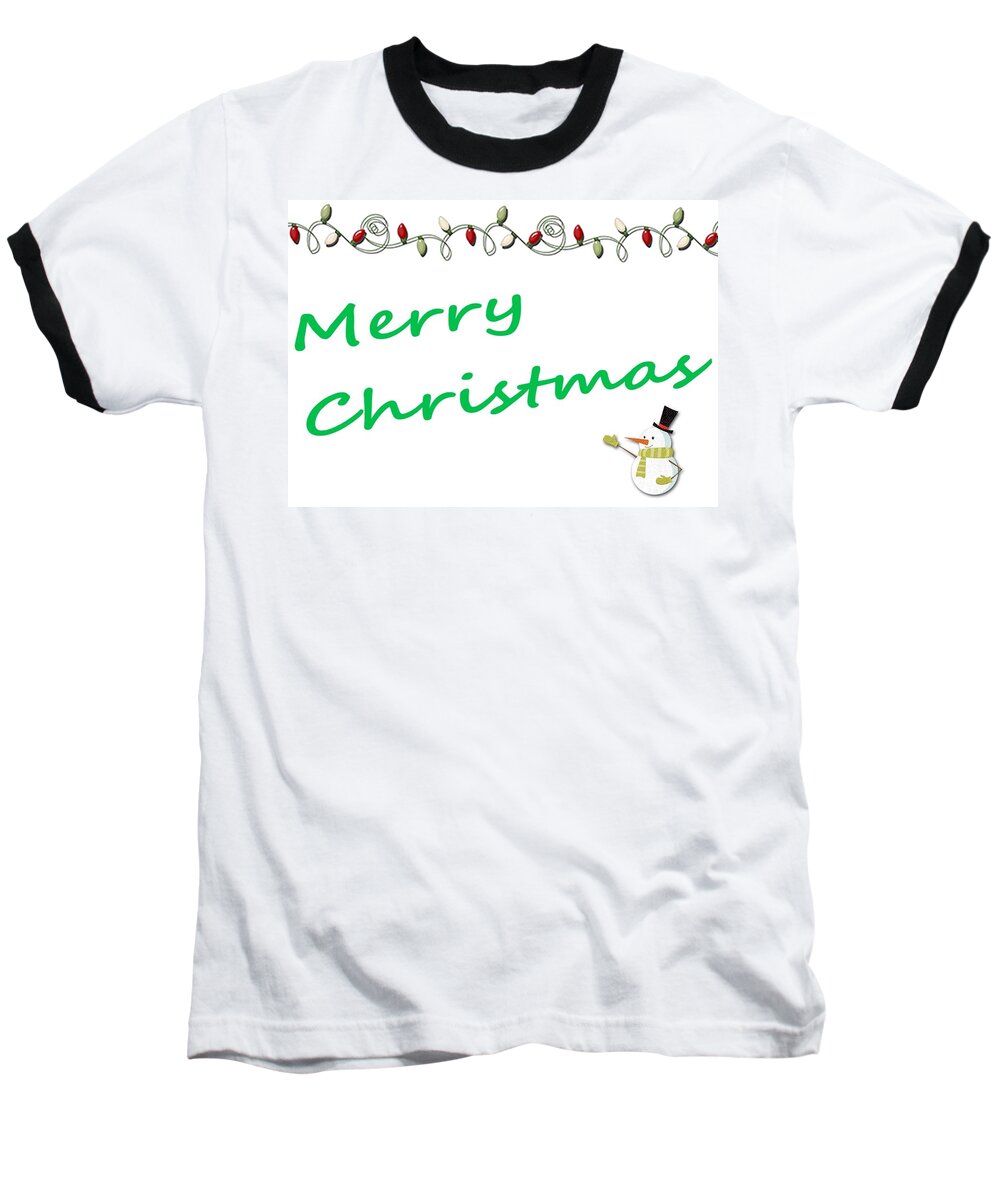 Festive Baseball T-Shirt featuring the photograph Merry Christmas Little Snow Man on White 2 by Joseph C Hinson