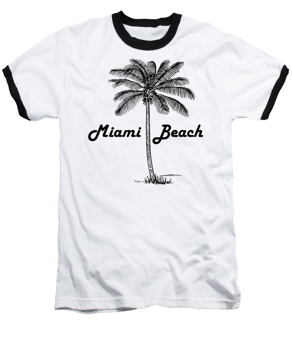 Black Baseball T-Shirt featuring the photograph Miami Beach by Product Pics
