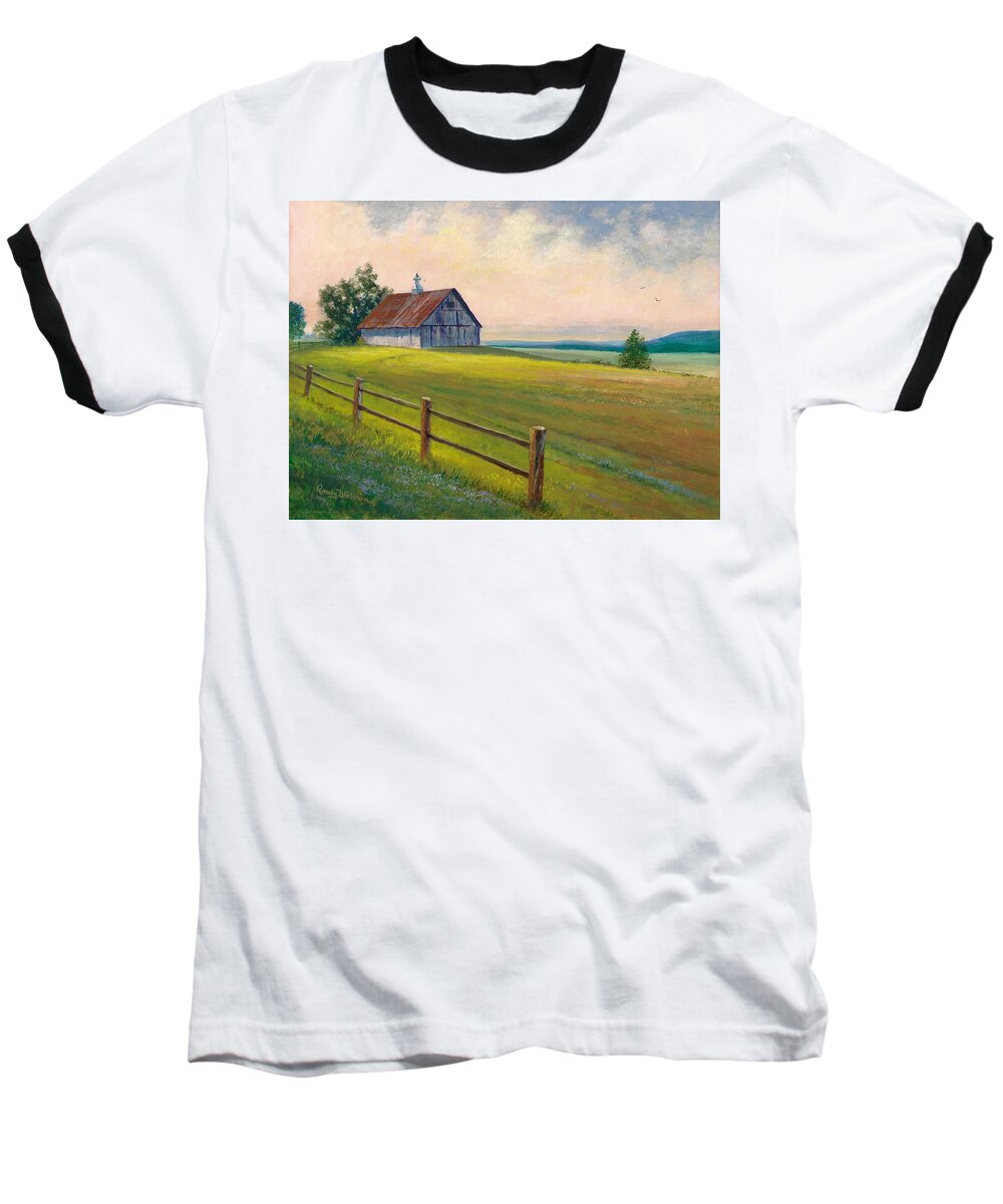 Missouri Baseball T-Shirt featuring the painting Missouri Barn by Randy Welborn