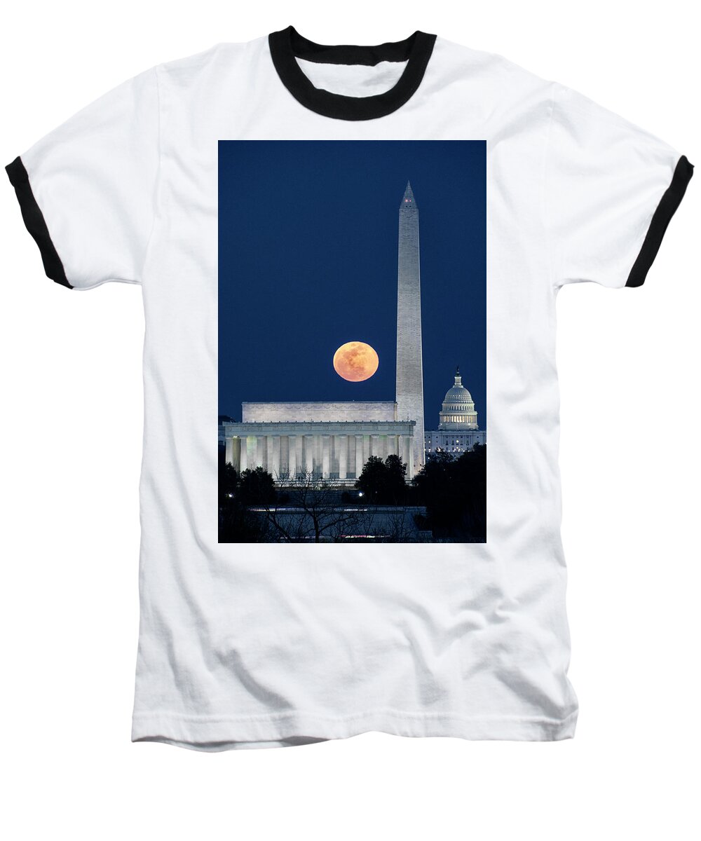 Moon Baseball T-Shirt featuring the photograph Monumental Moon by Robert Fawcett