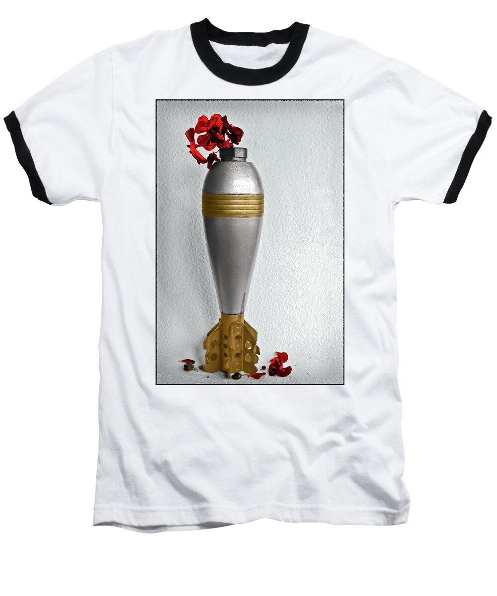 Mortar Baseball T-Shirt featuring the photograph Mortar shell with flowers by Jarmo Honkanen