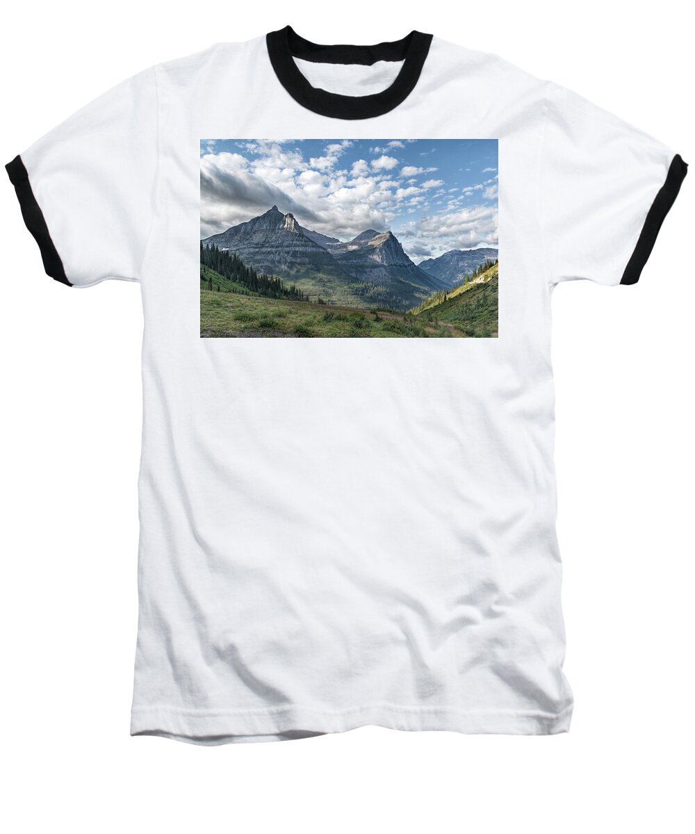 Mt. Oberlin From Logan Pass Baseball T-Shirt featuring the photograph Mt. Oberlin from Logan Pass by Jemmy Archer