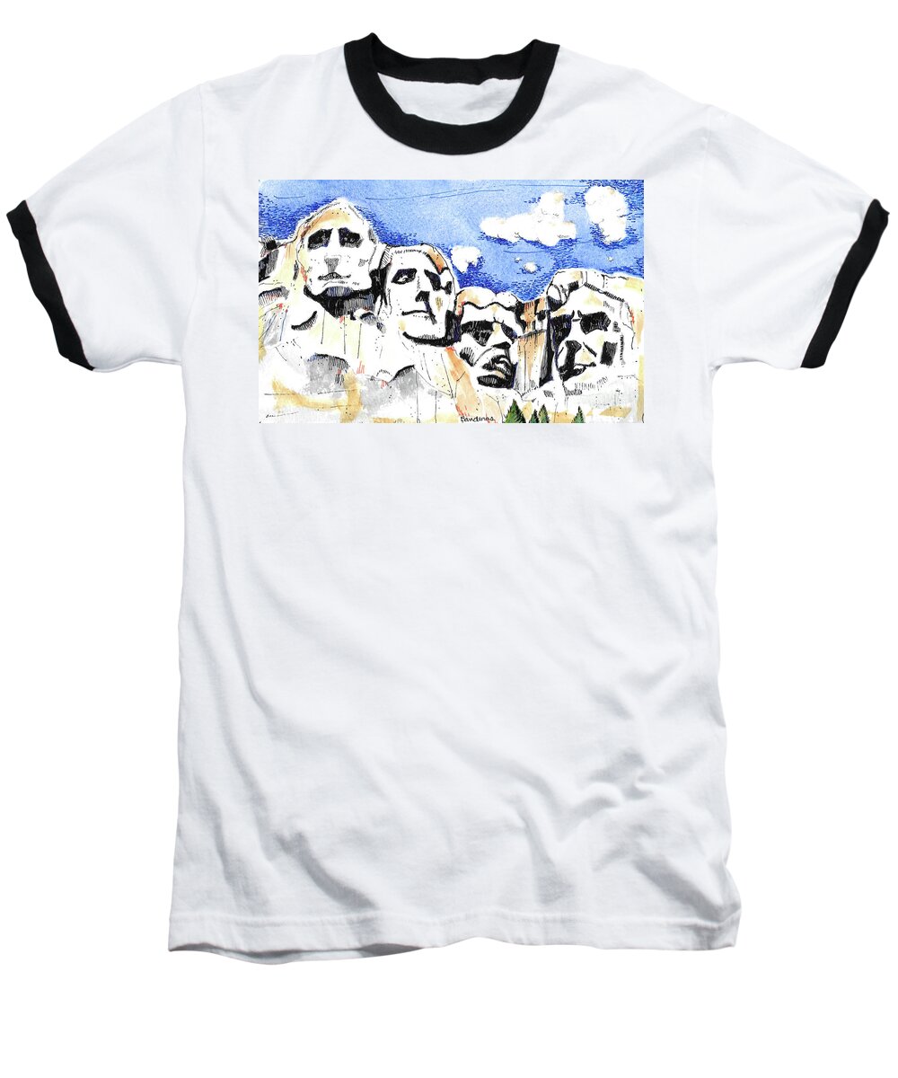 National Parks Baseball T-Shirt featuring the painting Mt. Rushmore, USA by Terry Banderas