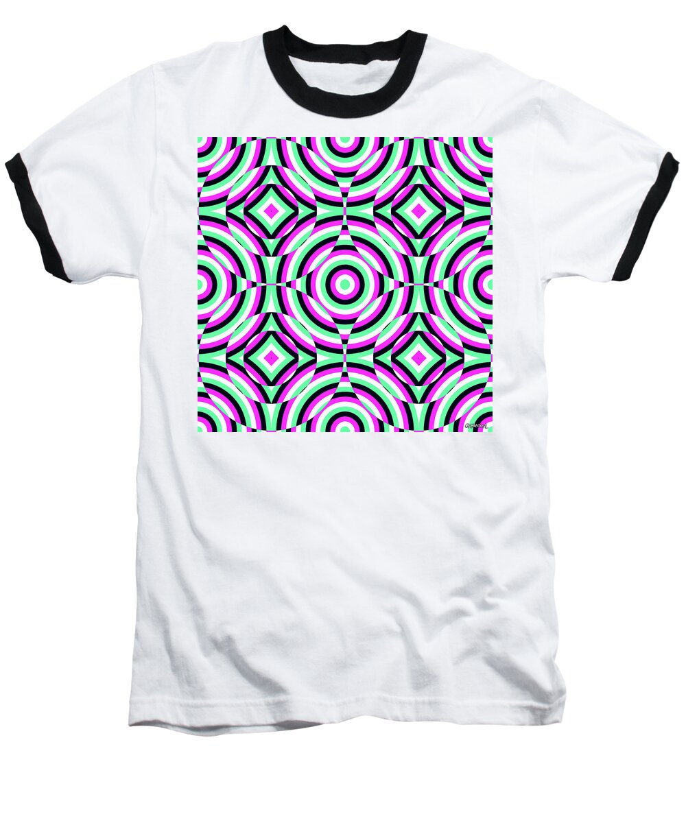 Op Art Baseball T-Shirt featuring the mixed media Muons by Gianni Sarcone