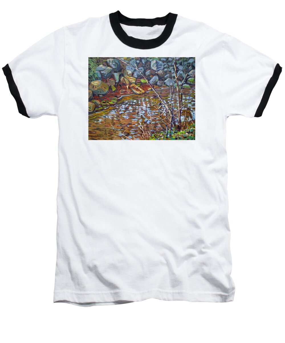 Creek Baseball T-Shirt featuring the painting My Creek by Donald Maier