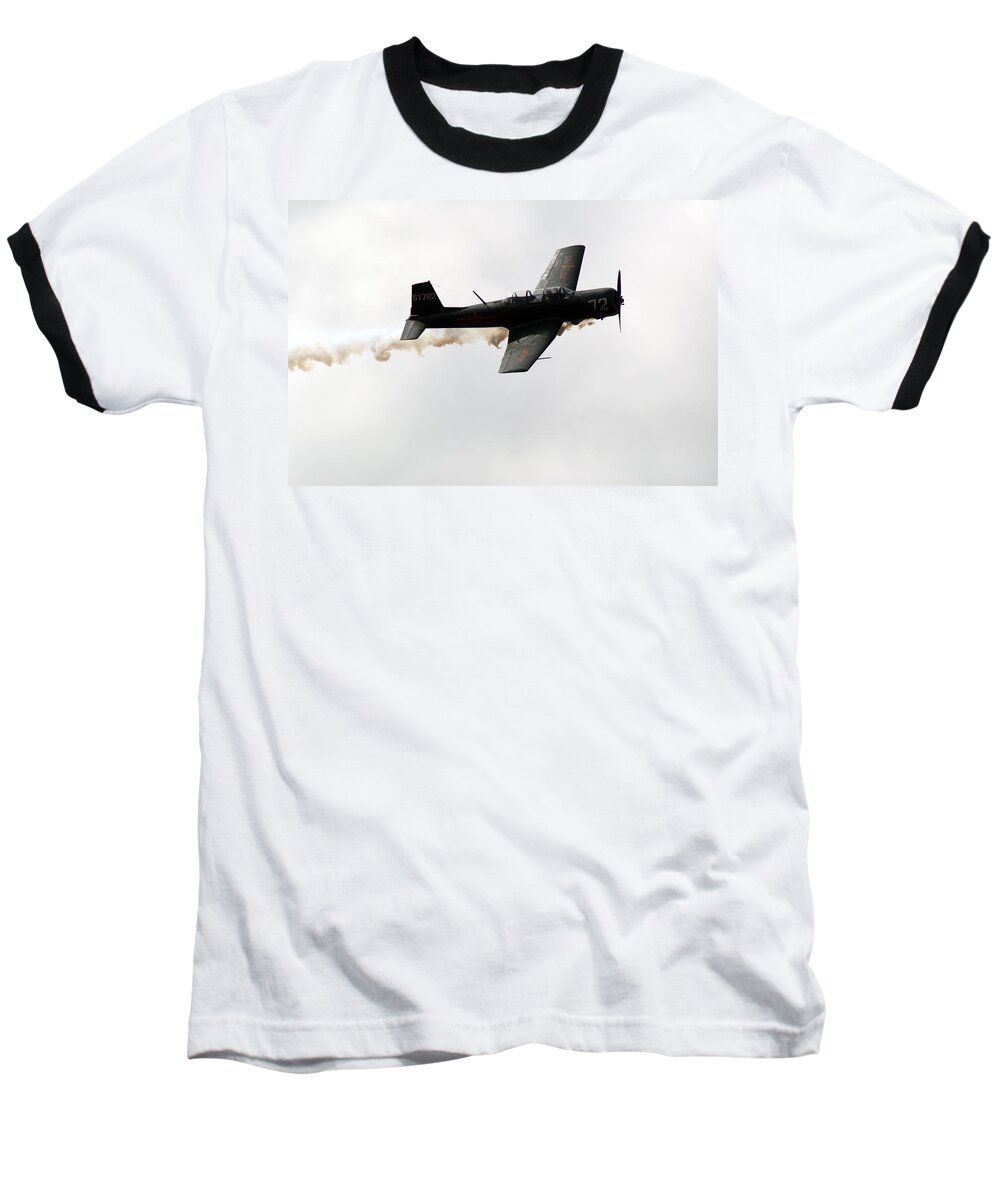 Nanchang Baseball T-Shirt featuring the photograph Nanchang CJ6 fighter in flight by Chris Day