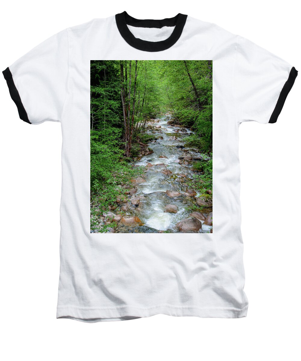 Running Water Baseball T-Shirt featuring the photograph Naturally Pure Stream Backroad Discovery by Roxy Hurtubise