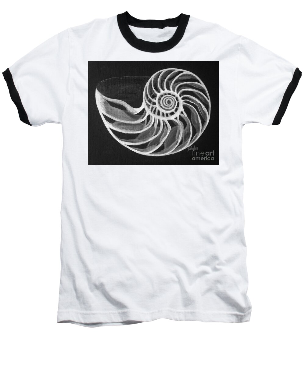 Shell Baseball T-Shirt featuring the painting Nautilus by JoAnn Wheeler
