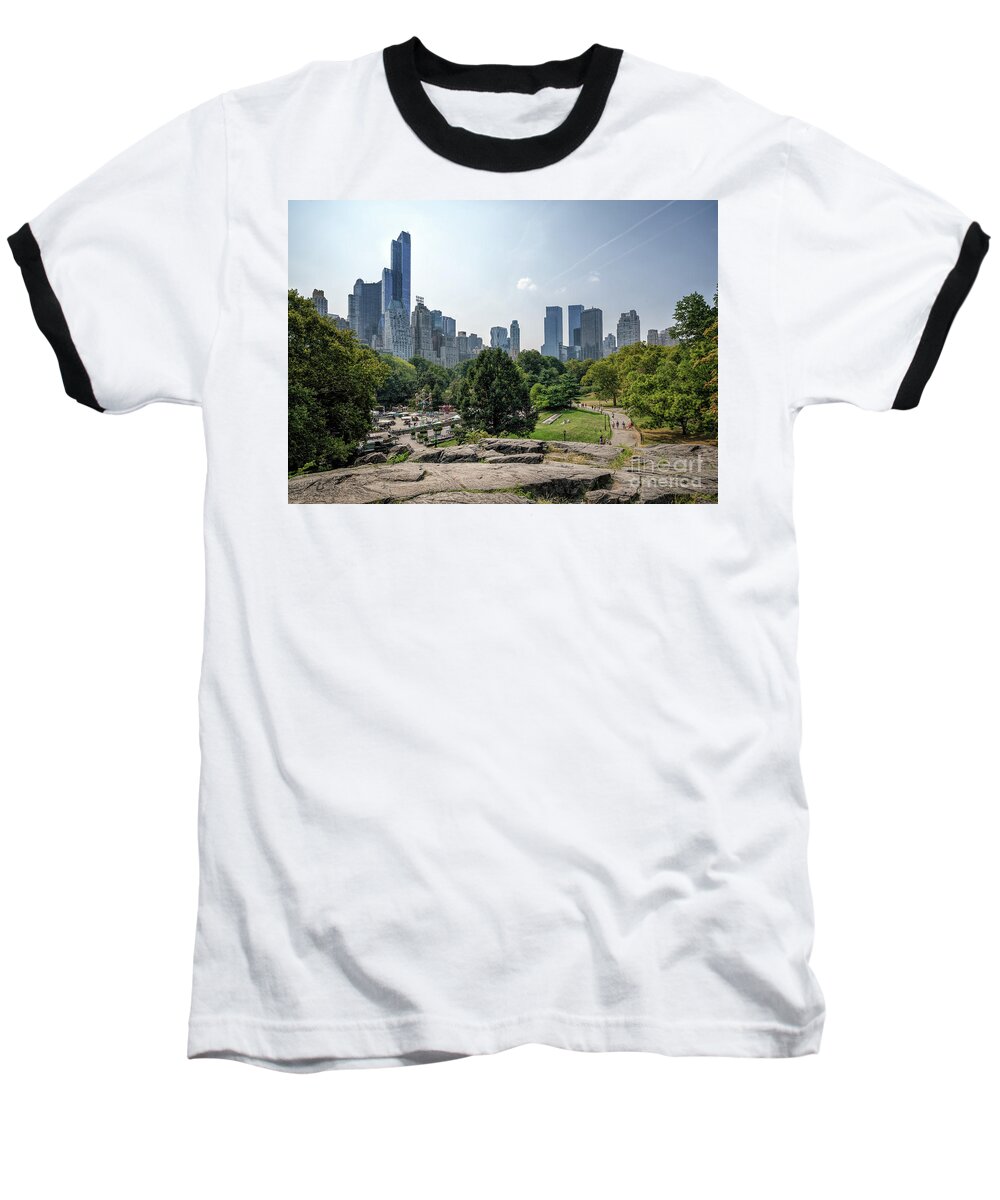 Central Baseball T-Shirt featuring the photograph New York Central Park with Skyline by Daniel Heine