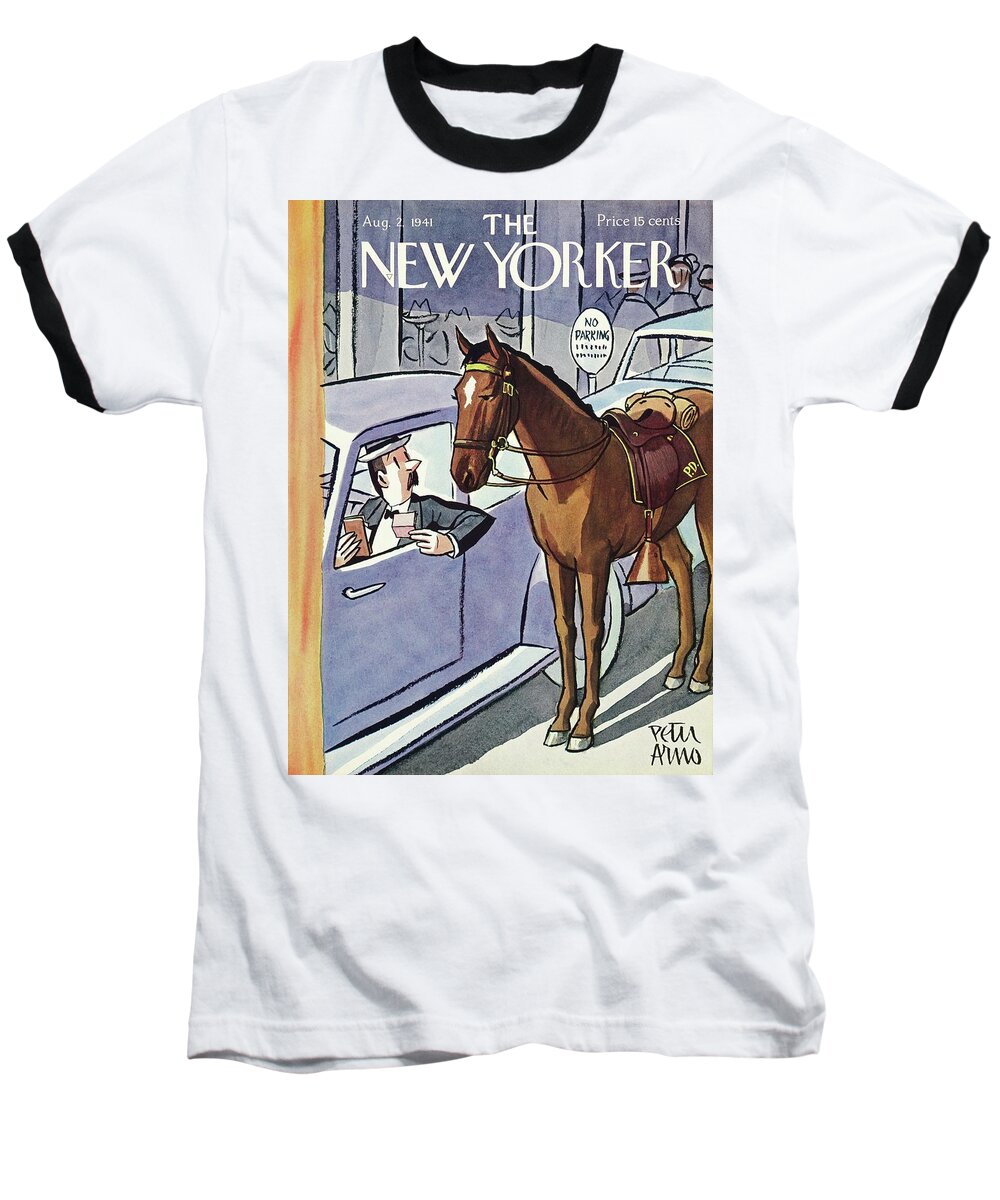 Police Baseball T-Shirt featuring the painting New Yorker August 2 1941 by Peter Arno