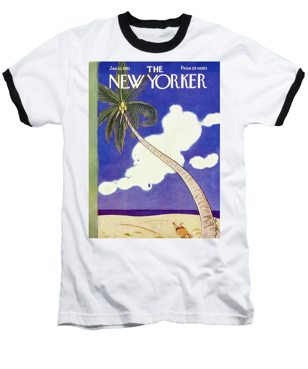 Tropical Baseball T-Shirt featuring the painting New Yorker January 12 1952 by Rea Irvin