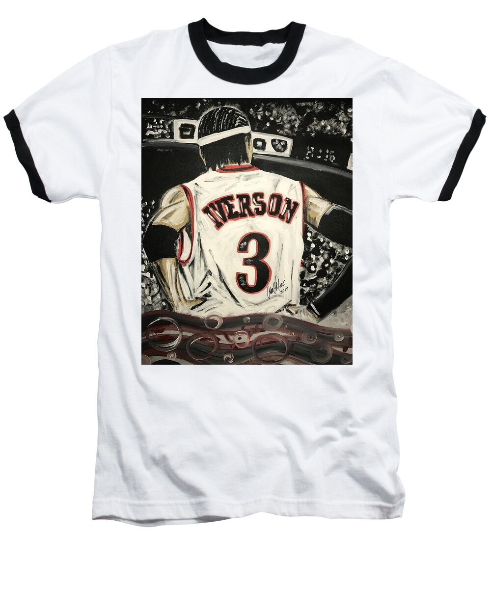 Allen Iverson Baseball T-Shirt featuring the painting No Question Or Answer by Antonio Moore