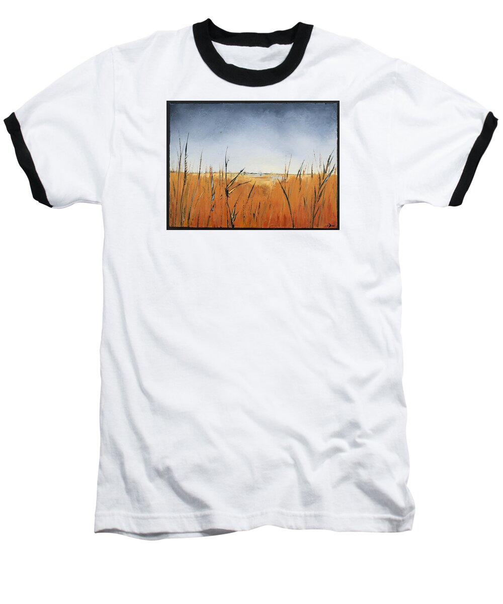 Grasses Baseball T-Shirt featuring the painting Of Grass and Seed by Carolyn Doe