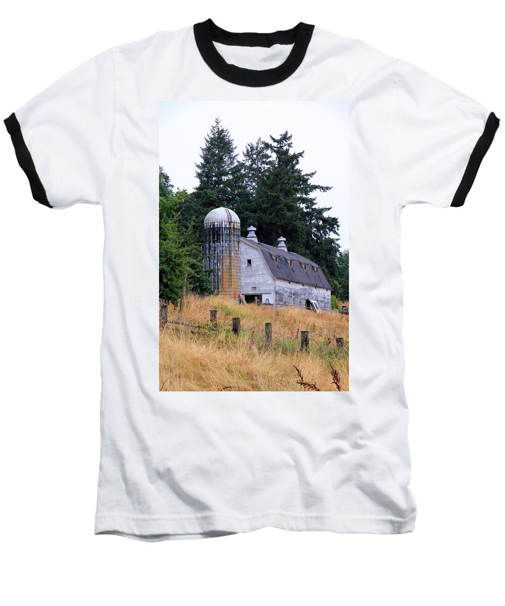 Barn Baseball T-Shirt featuring the photograph Old Barn in Field by Athena Mckinzie